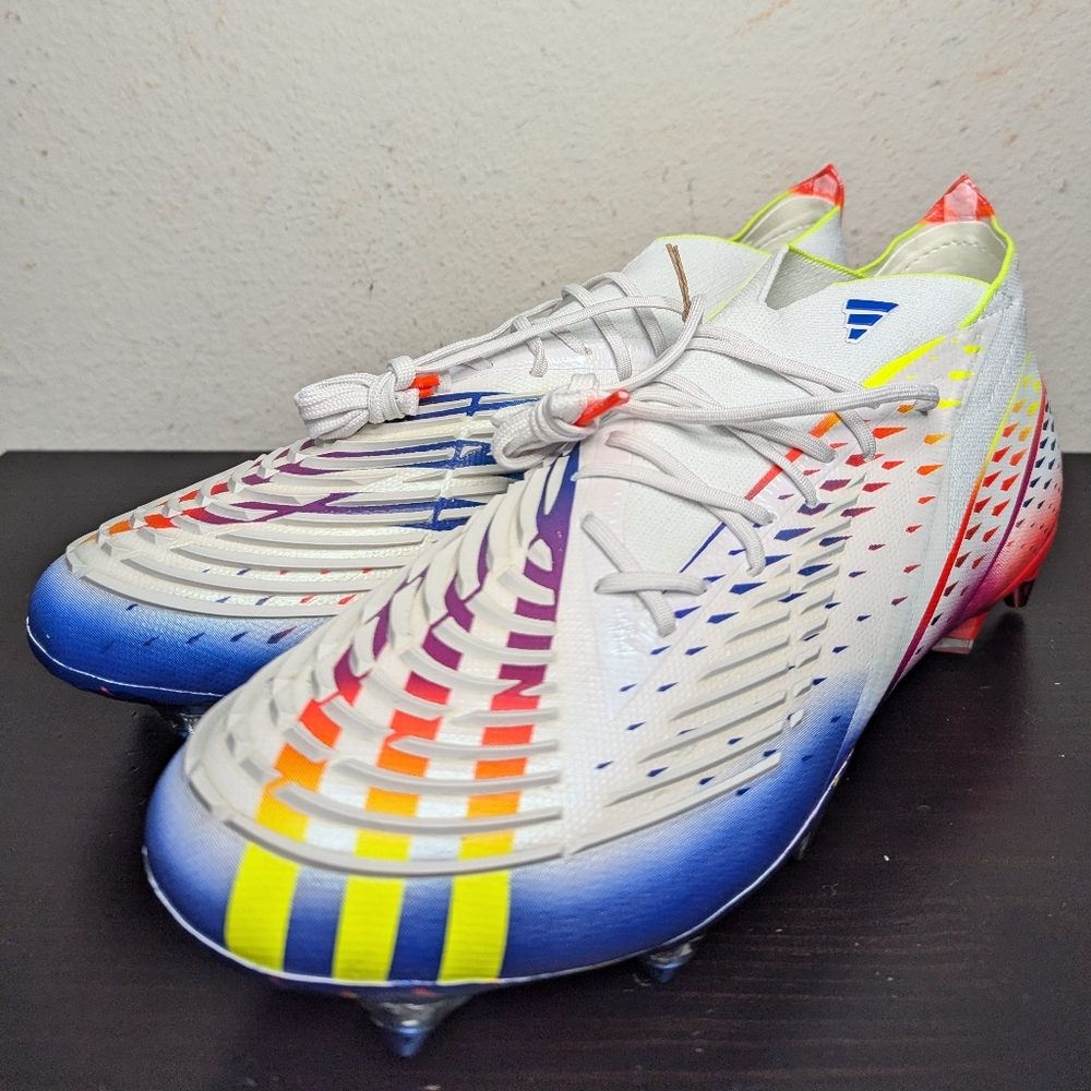 Adidas Predator Edge.1 SG White Blue Soccer Cleats Mens Sizes GW1021 Futbol